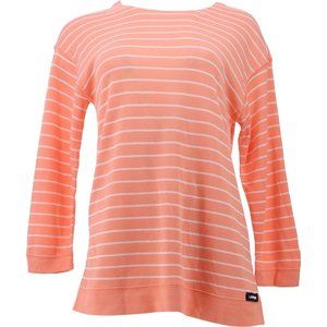 NWT LANDS' END WOMEN'S REVERSIBLE 3/4 SLEEVE TOP DESERT PEACH MEDIUM